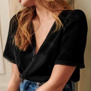 Sezane Black Valencia Blouse Size 6